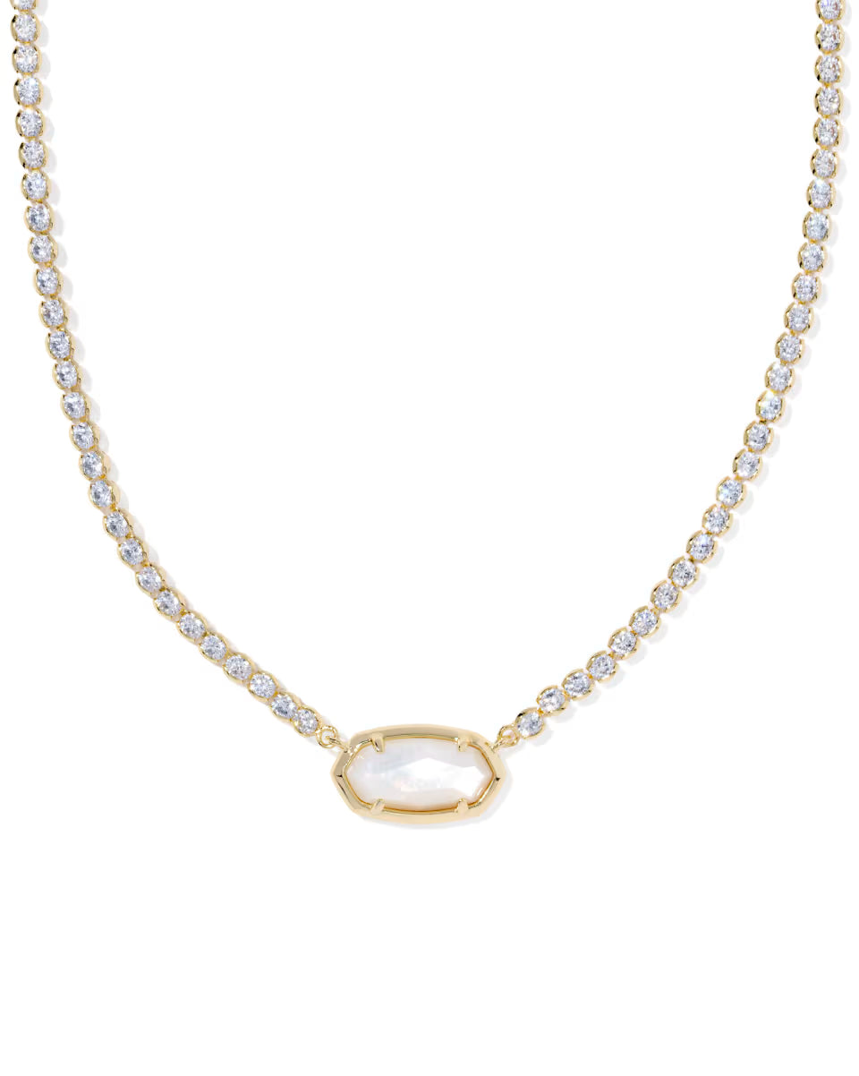 Kendra Scott Elisa Tennis Necklace Gold Ivory Mother Of Pearl-Kendra Scott-N01336GLD-The Twisted Chandelier