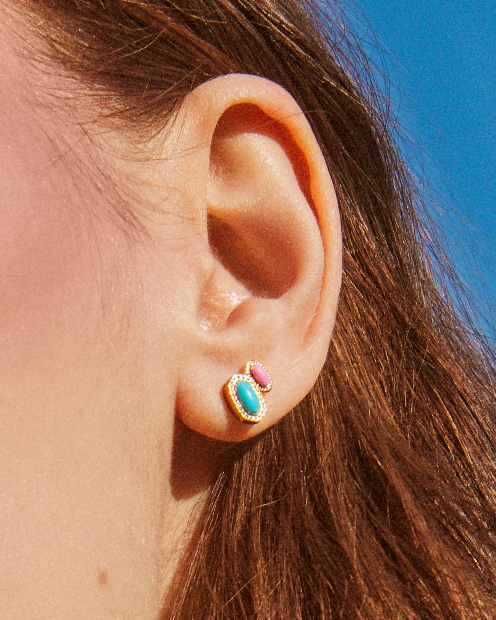 Kendra Scott Mini Ellie Stud Earrings Gold Turquoise Magnesite-Earrings-Kendra Scott-E00416GLD-The Twisted Chandelier