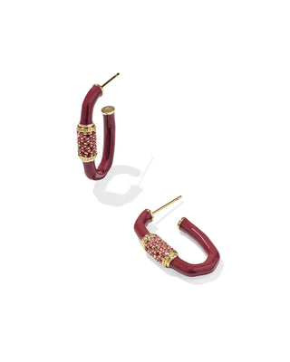 Kendra Scott Emery Enamel Hoop Earrings Gold Burgundy Mix-Earrings-Kendra Scott-08/21/25,E00848GLD-The Twisted Chandelier