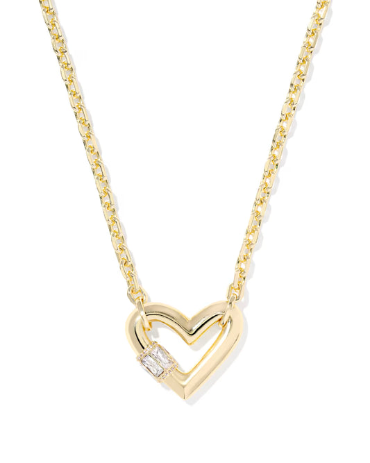 Kendra Scott Emery Heart Short Pendant Necklace Gold White Cz-Kendra Scott-N01330GLD-The Twisted Chandelier