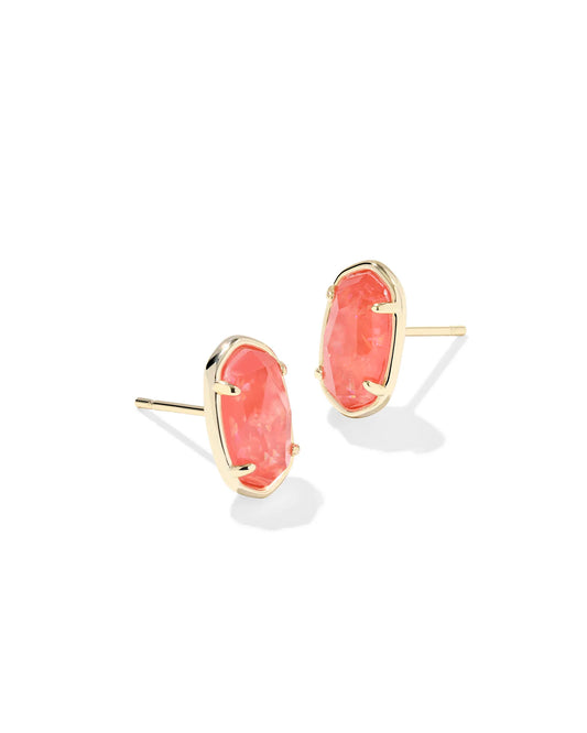 Kendra Scott Grayson Stone Stud Earrings Gold Papaya Iridescent Mother Of Pearl-Earrings-Kendra Scott-E1548GLD-The Twisted Chandelier