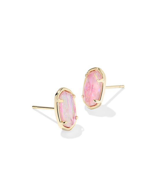 Kendra Scott Grayson Stone Stud Earrings Gold Pink Iridescent Mother Of Pearl-Earrings-Kendra Scott-E1548GLD-The Twisted Chandelier