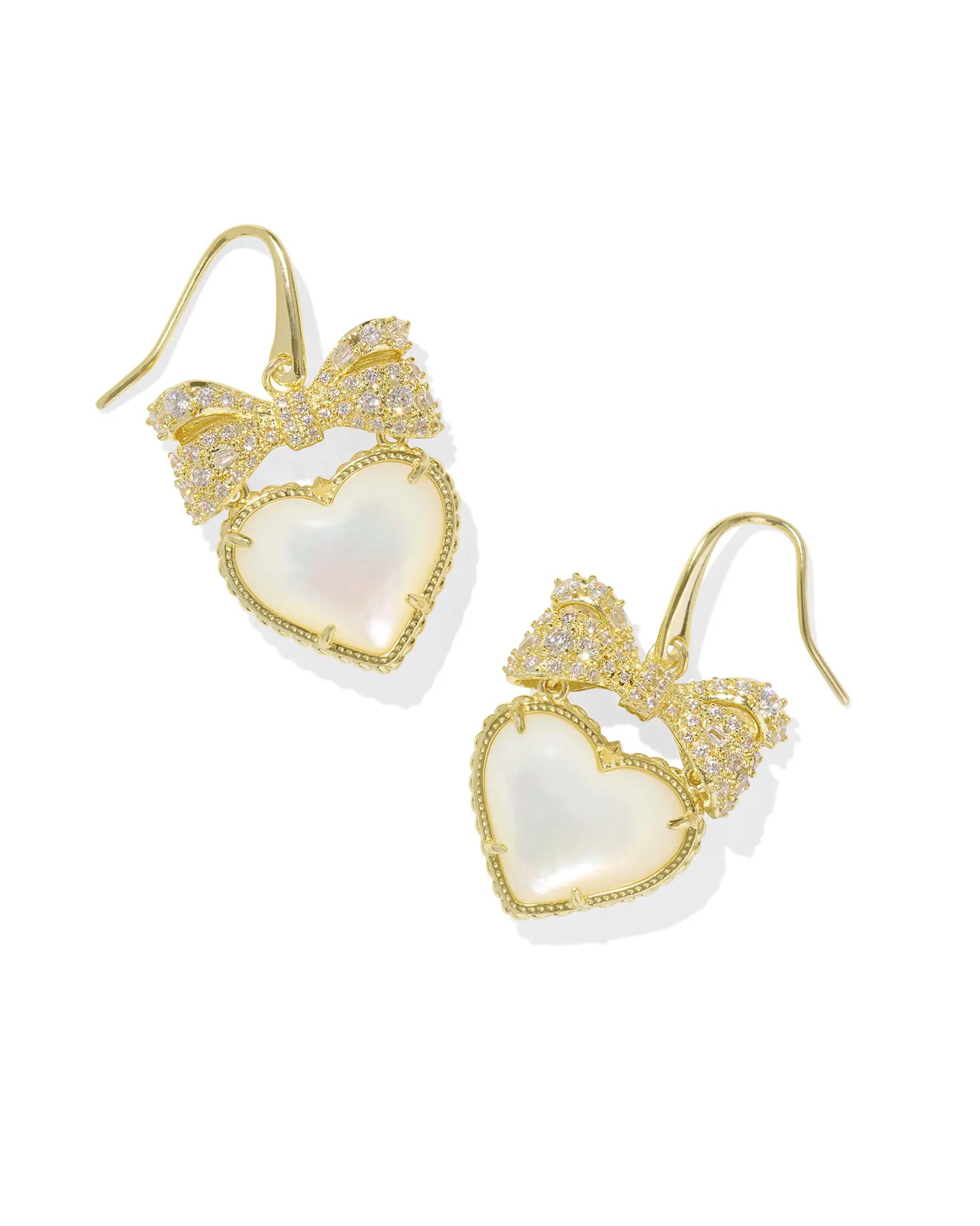 Kendra Scott Haisley Heart Drop Earrings Gold Ivory Mother Of Pearl-Earrings-Kendra Scott-E00633GLD-The Twisted Chandelier