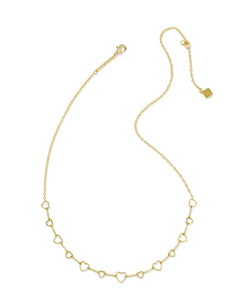 Kendra Scott Haisley Heart Strand Necklace Gold White Crystal-Necklaces-Kendra Scott-N00883GLD-The Twisted Chandelier