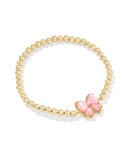 Kendra Scott Haley Bow Stretch Bracelet Gold Blush Ivory Mother Of Pearl-Bracelets-Kendra Scott-08/21/25,B00367GLD-The Twisted Chandelier
