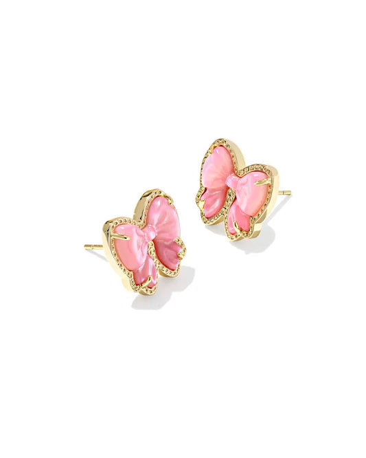 Kendra Scott Haley Bow Stud Earrings Gold Blush Ivory Mother Of Pearl