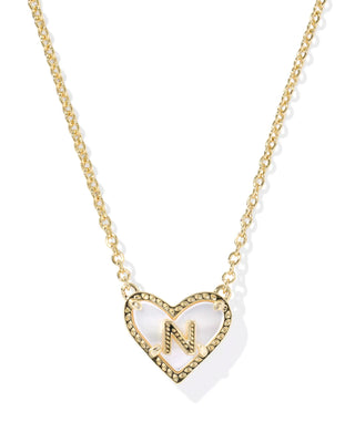 Kendra Scott Heart Letter N Short Pendant Necklace Gold Ivory Mother Of Pearl-Necklaces-Kendra Scott-08/21/25,N01136GLD-The Twisted Chandelier