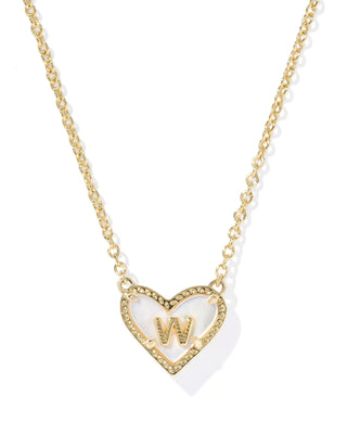 Kendra Scott Heart Letter W Short Pendant Necklace Gold Ivory Mother Of Pearl-Necklaces-Kendra Scott-08/21/25,N01146GLD-The Twisted Chandelier