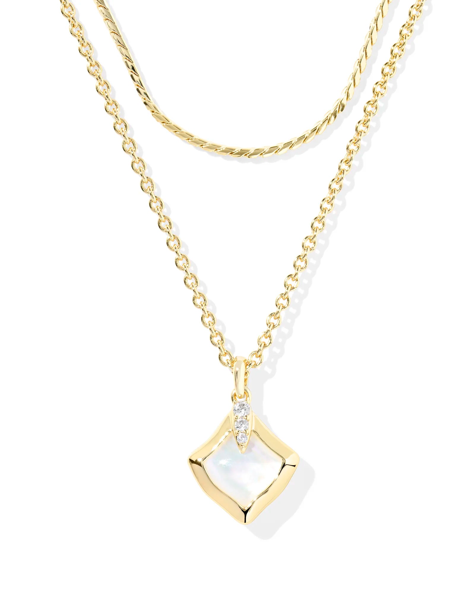 Kendra Scott Joelle Multi Strand Necklace Gold Ivory Mother Of Pearl-Necklaces-Kendra Scott-FD 05/07/25,N01102GLD-The Twisted Chandelier