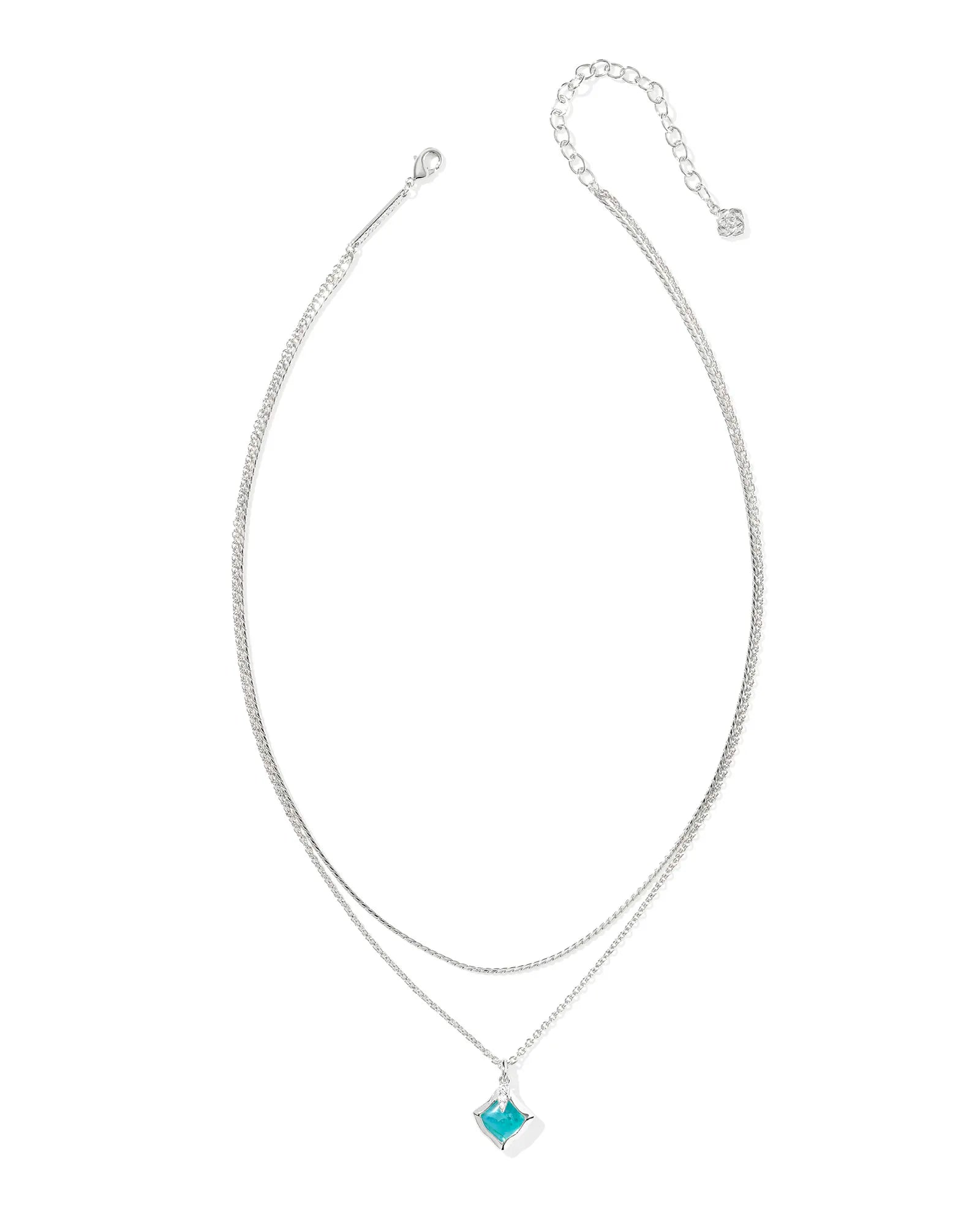 Kendra Scott Joelle Multi Strand Necklace Silver Bright Aqua Illusion-Necklaces-Kendra Scott-FD 05/07/25,N01102RHD-The Twisted Chandelier