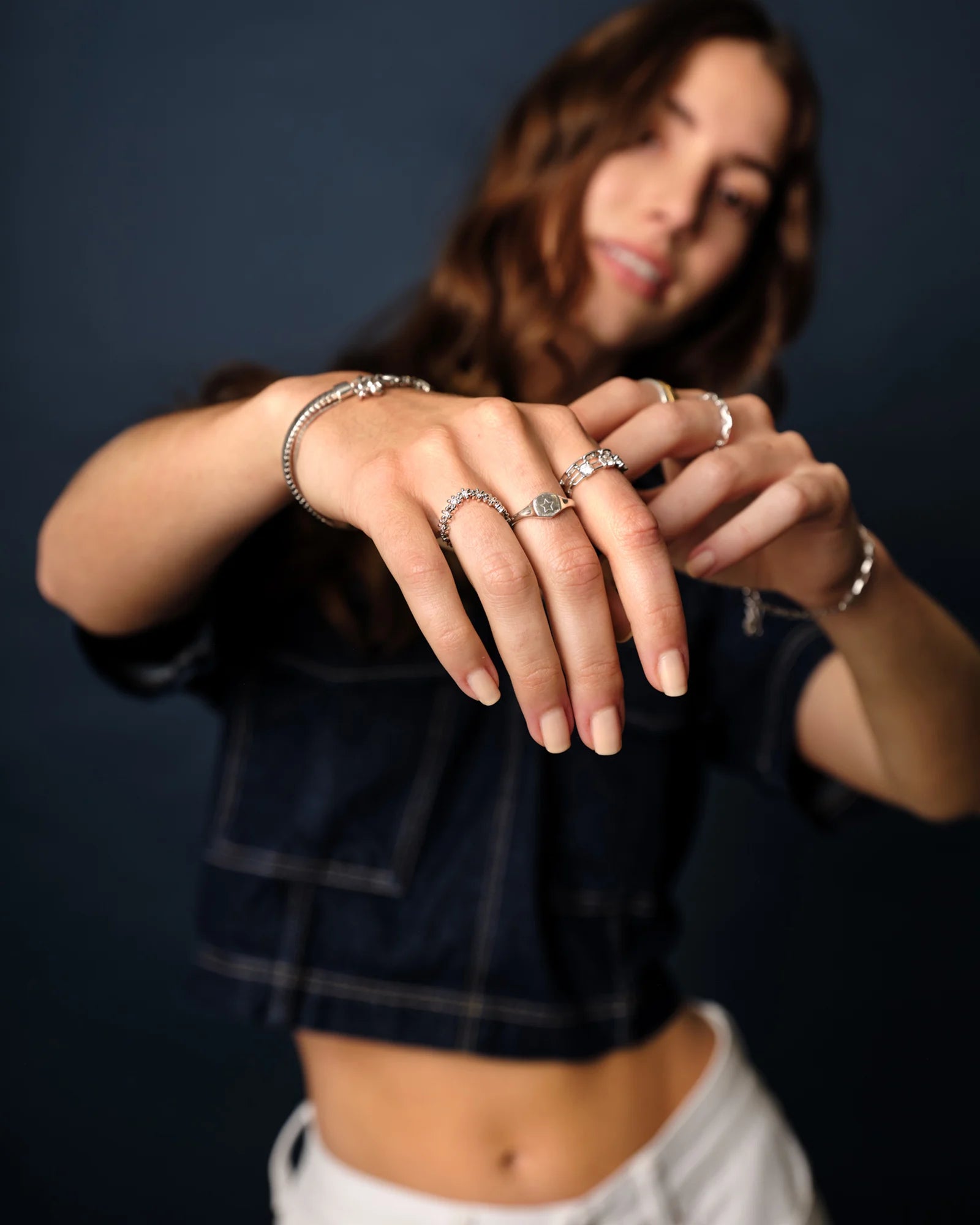 Kendra Scott Lexi Ring Set Silver White Crystal Size 7-Rings-Kendra Scott-CR 07/31/24, FD 07/31/24, R00100RHD-The Twisted Chandelier