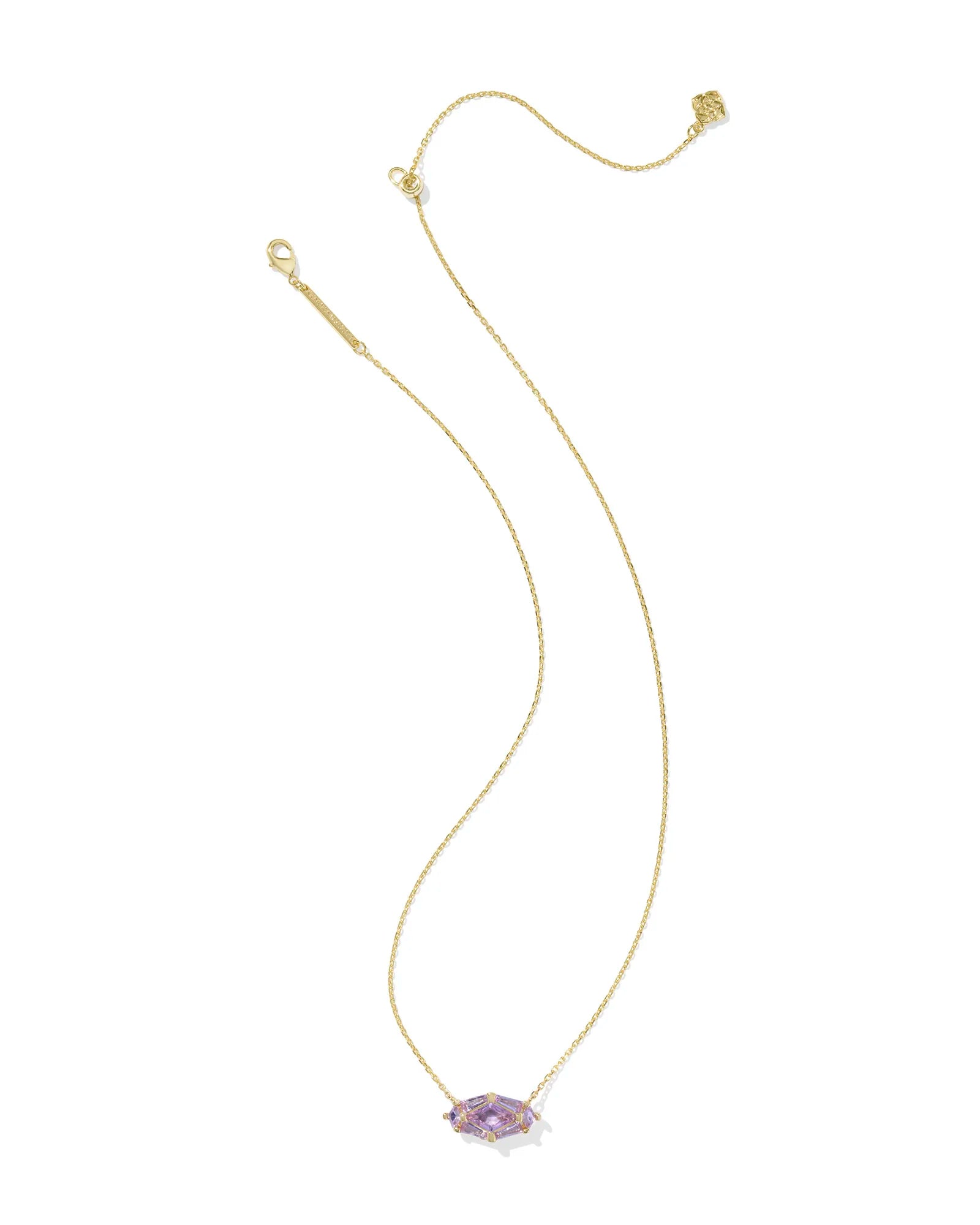 Kendra Scott Lindy Rae Elisa Short Pendant Necklace Gold Violet Crystal-Necklaces-Kendra Scott-CR 04/23/25,N2047GLD-The Twisted Chandelier