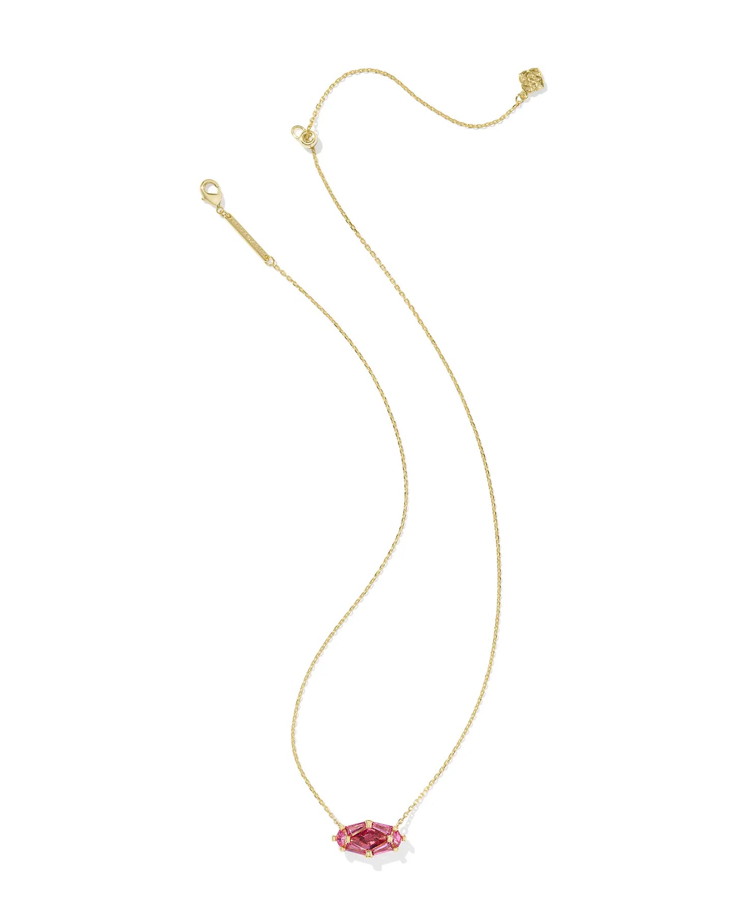 Kendra Scott Lindy Rae Elisa Short Pendant Necklace Gold Pink Crystal-Necklaces-Kendra Scott-CR 04/23/25,N2047GLD-The Twisted Chandelier