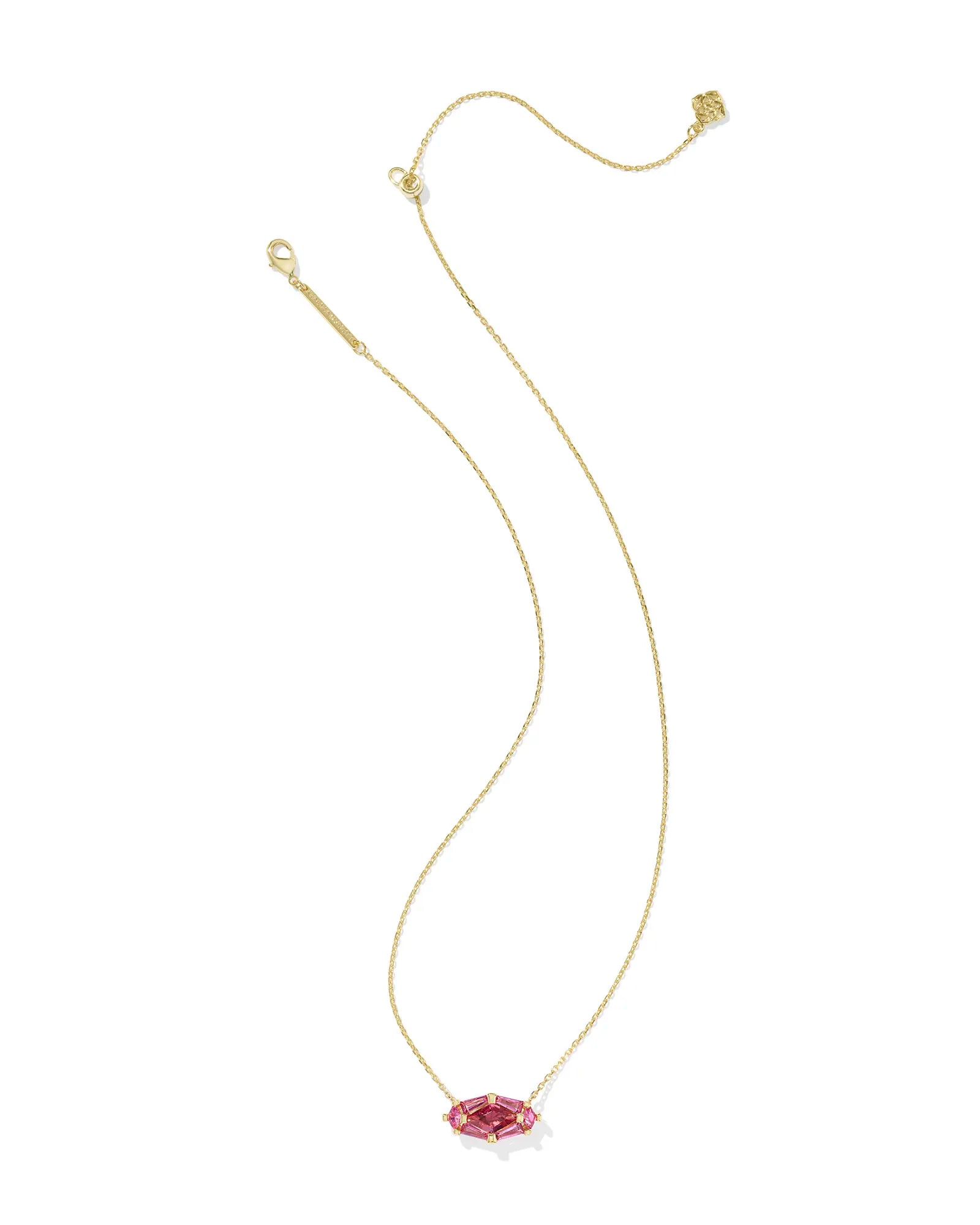 Kendra Scott Lindy Rae Elisa Short Pendant Necklace Gold Pink Crystal-Necklaces-Kendra Scott-CR 04/23/25,N2047GLD-The Twisted Chandelier