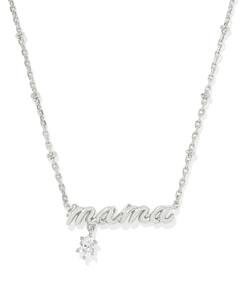 Kendra Scott Mama Crystal Short Pendant Necklace Silver-Necklaces-Kendra Scott-N01054RHD-The Twisted Chandelier