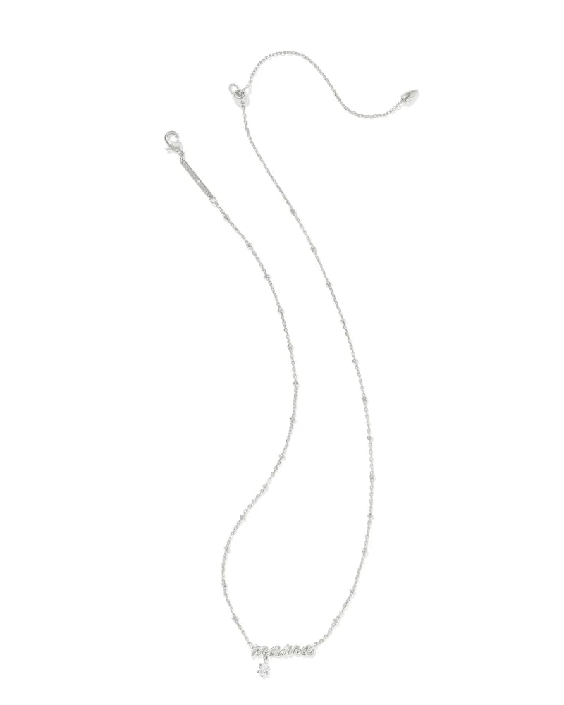 Kendra Scott Mama Crystal Short Pendant Necklace Silver-Necklaces-Kendra Scott-N01054RHD-The Twisted Chandelier