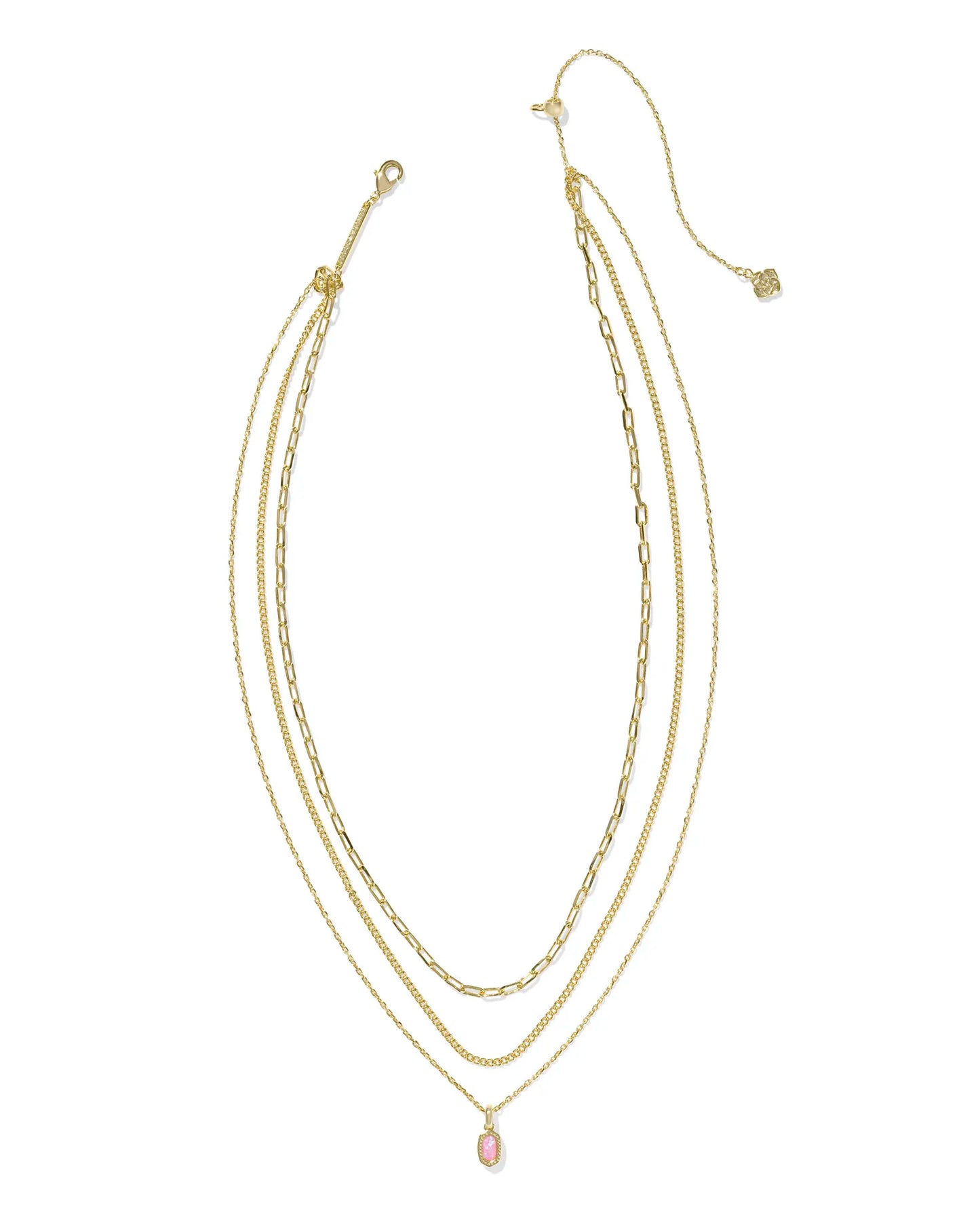 Kendra Scott Mini Elisa Triple Strand Necklace Gold Carnation Kyocera Opal-Necklaces-Kendra Scott-FD 03/05/25,N00990GLD-The Twisted Chandelier