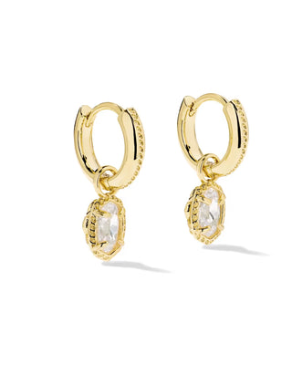 Kendra Scott Mini Ellie Luxe Huggie Earrings Gold White CZ-Earrings-Kendra Scott-HOLIDAY2026 KS-The Twisted Chandelier