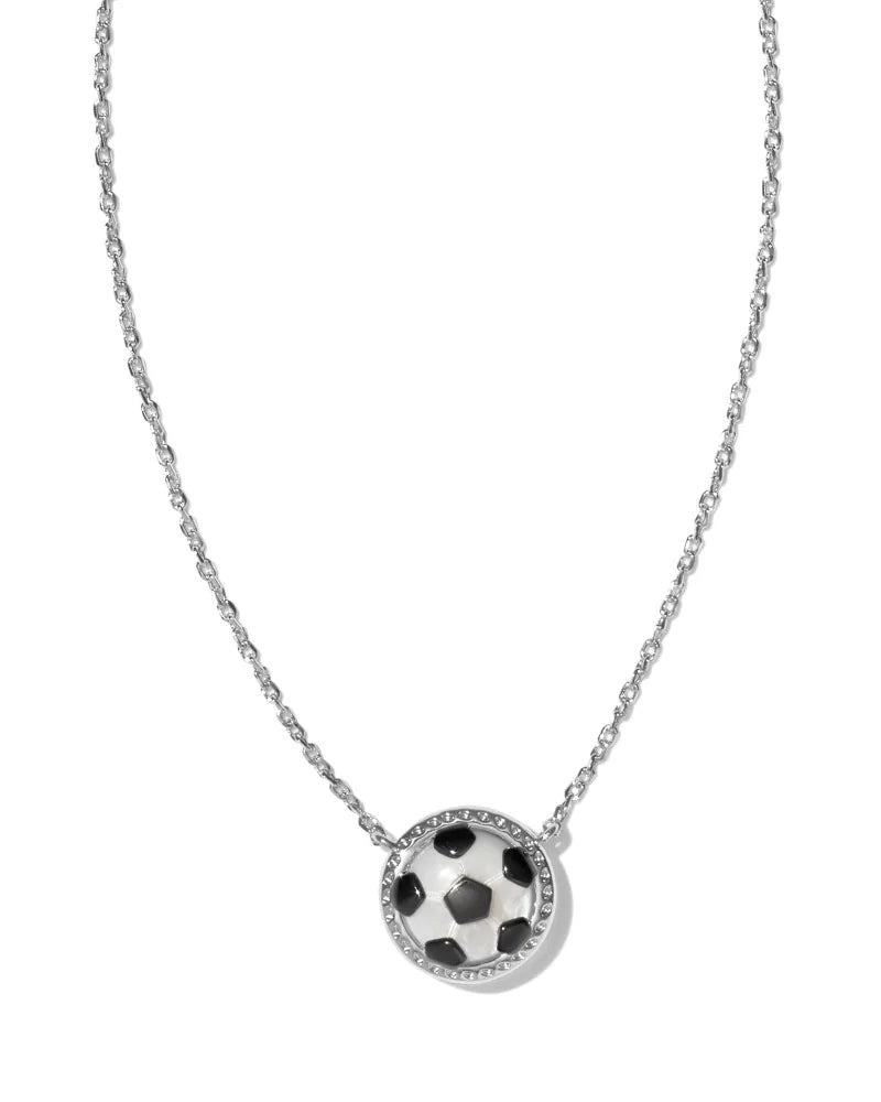 Kendra Scott Soccer Short Pendant Necklace Silver Ivory Mother of Pearl-Necklaces-Kendra Scott-N00560RHD-The Twisted Chandelier