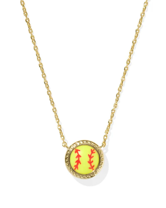 Kendra Scott Softball Short Pendant Necklace Gold Chartreuse Magnesite-Necklaces-Kendra Scott-FD 03/05/25,N01049GLD-The Twisted Chandelier