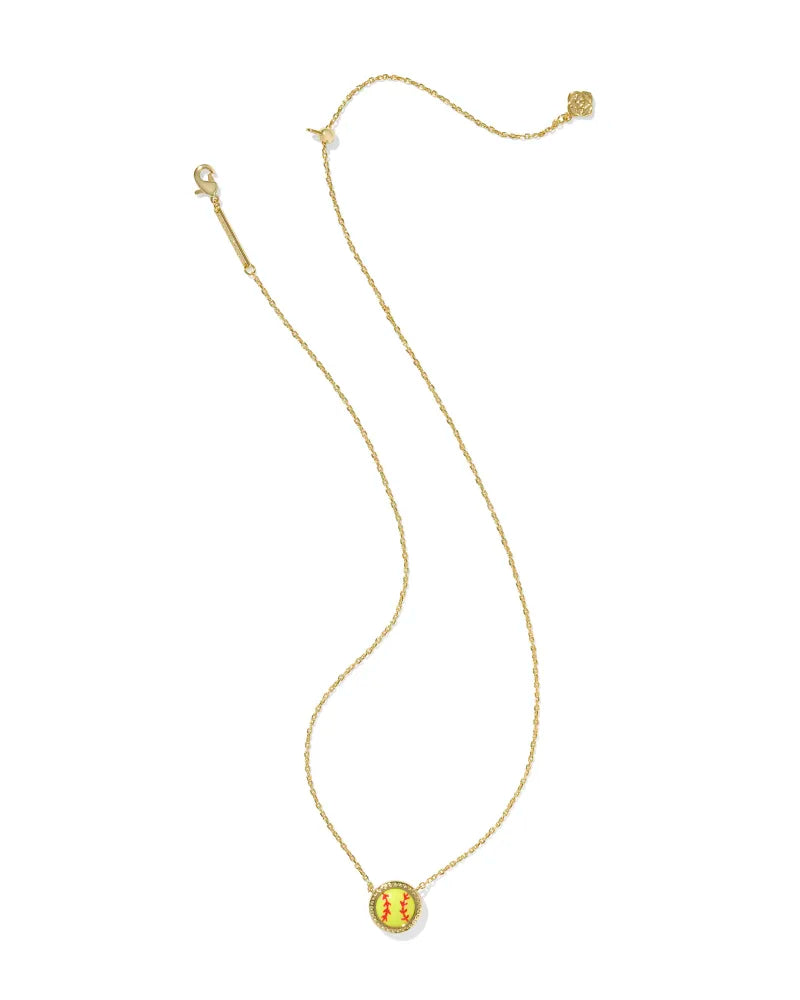 Kendra Scott Softball Short Pendant Necklace Gold Chartreuse Magnesite-Necklaces-Kendra Scott-FD 03/05/25,N01049GLD-The Twisted Chandelier