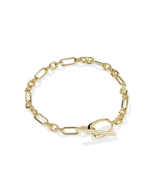 Kendra Scott Sylvia Metal Link And Chain Bracelet Gold-Bracelets-Kendra Scott-B00290GLD-The Twisted Chandelier