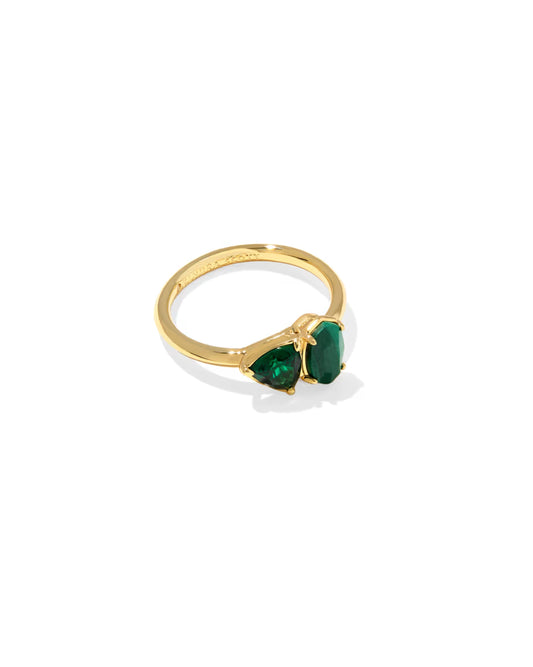 Kendra Scott Tatum Band Ring Gold Green Mix 6