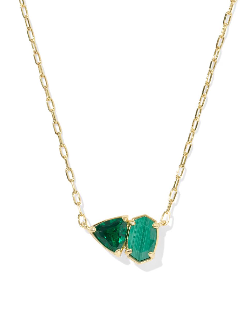 Kendra Scott Tatum Short Pendant Necklace Gold Green Mix-Kendra Scott-N01354GLD-The Twisted Chandelier