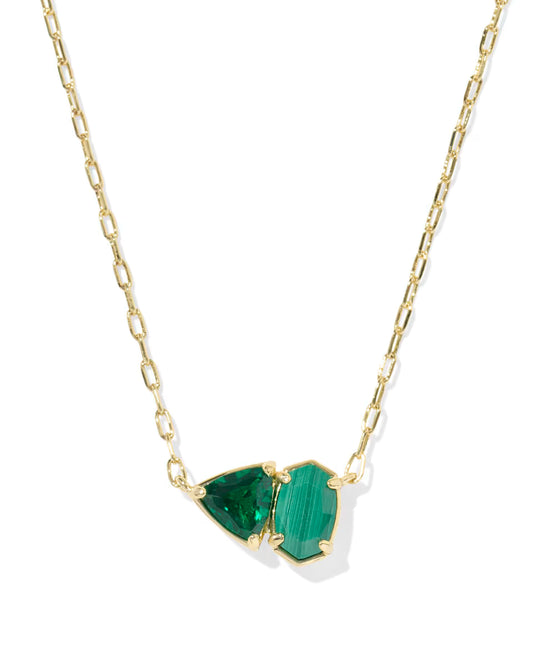 Kendra Scott Tatum Short Pendant Necklace Gold Green Mix-Kendra Scott-N01354GLD-The Twisted Chandelier
