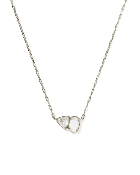 Kendra Scott Tatum Short Pendant Necklace Silver Neutral Mix-Kendra Scott-N01354RHD-The Twisted Chandelier