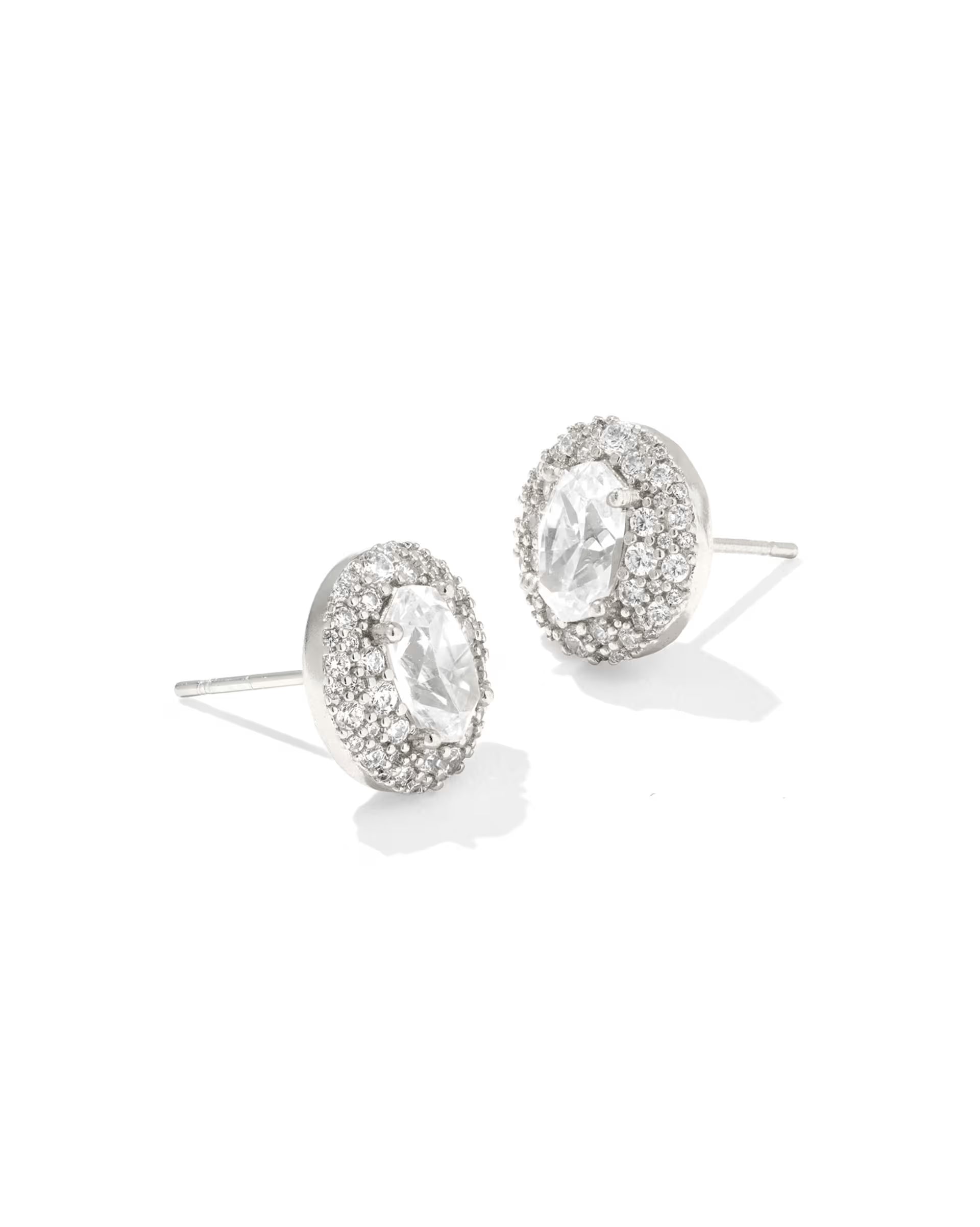 Kendra Scott Bella Stud Earrings Silver White Cz-Kendra Scott-E00931RHD-The Twisted Chandelier