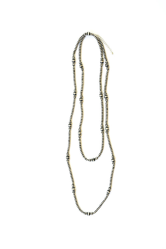 West and Co. 66" Black and Silver Rondell Bead Necklace-Necklaces-West and Co.--The Twisted Chandelier