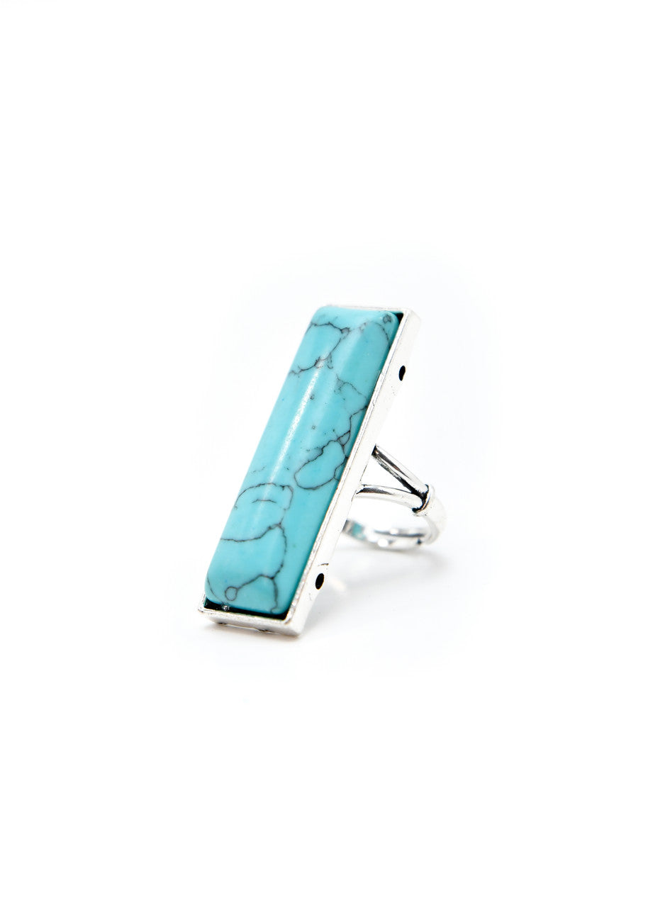 West and Co. Adjustable Turquoise Bar Ring-Western Ring-West and Co.--The Twisted Chandelier