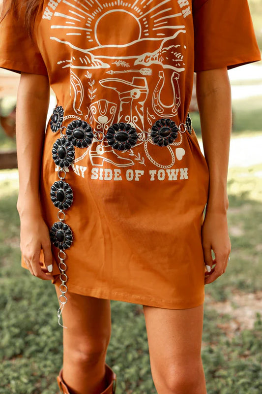 Black Chain Concho Belt-Belts-Southern Grace Wholesale-CR 08/21/24-The Twisted Chandelier