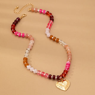 MULTI BEADED CHAIN HEART CHARM NECKLACE | 80N92630-JOSSLYN by wall to wall-The Twisted Chandelier