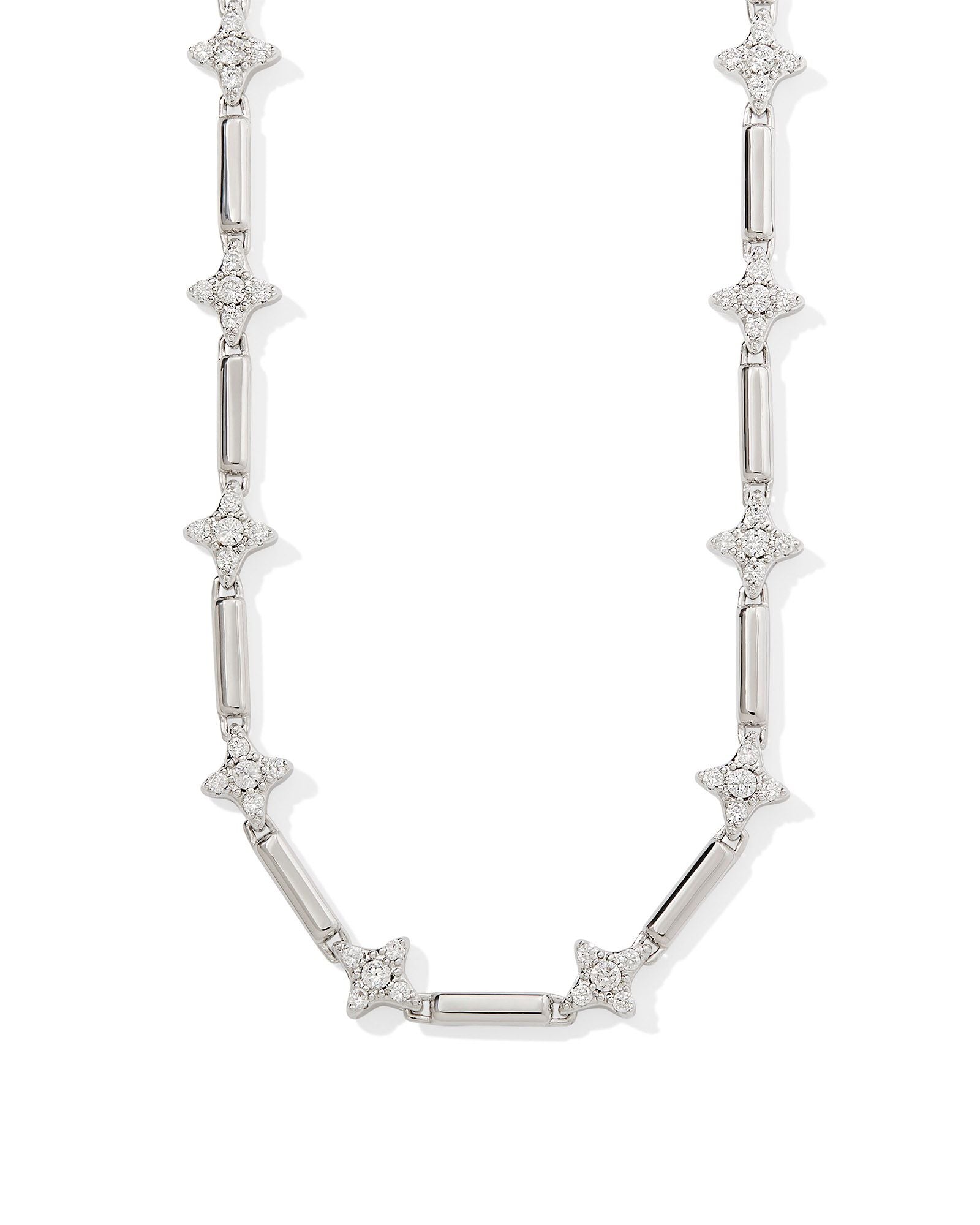 Kendra Scott Holland Strand Necklace Silver White Crystal-Necklaces-Kendra Scott-N00871RHD-The Twisted Chandelier