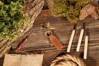 Men’s Leather Keychain, Geniune Leather Keychain-American Leather Goods-Men's-Light Brown-The Twisted Chandelier