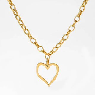 18K STAINLESS STEEL TARNISH FREE HEART NECKLACE | 40NK9564-JOSSLYN by wall to wall-GOLD-The Twisted Chandelier