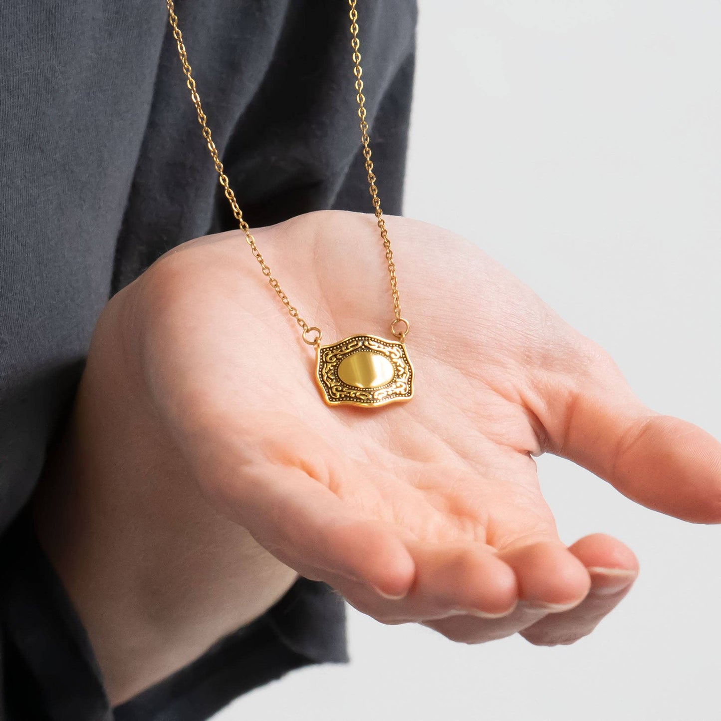 18K Gold PVD Stainless Steel Engravable Belt Buckle Charm-WJW-The Twisted Chandelier