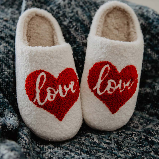Heart with Love Fuzzy Slippers-SHOES-KATYDID-KDC-TUMB-30_WHT-The Twisted Chandelier