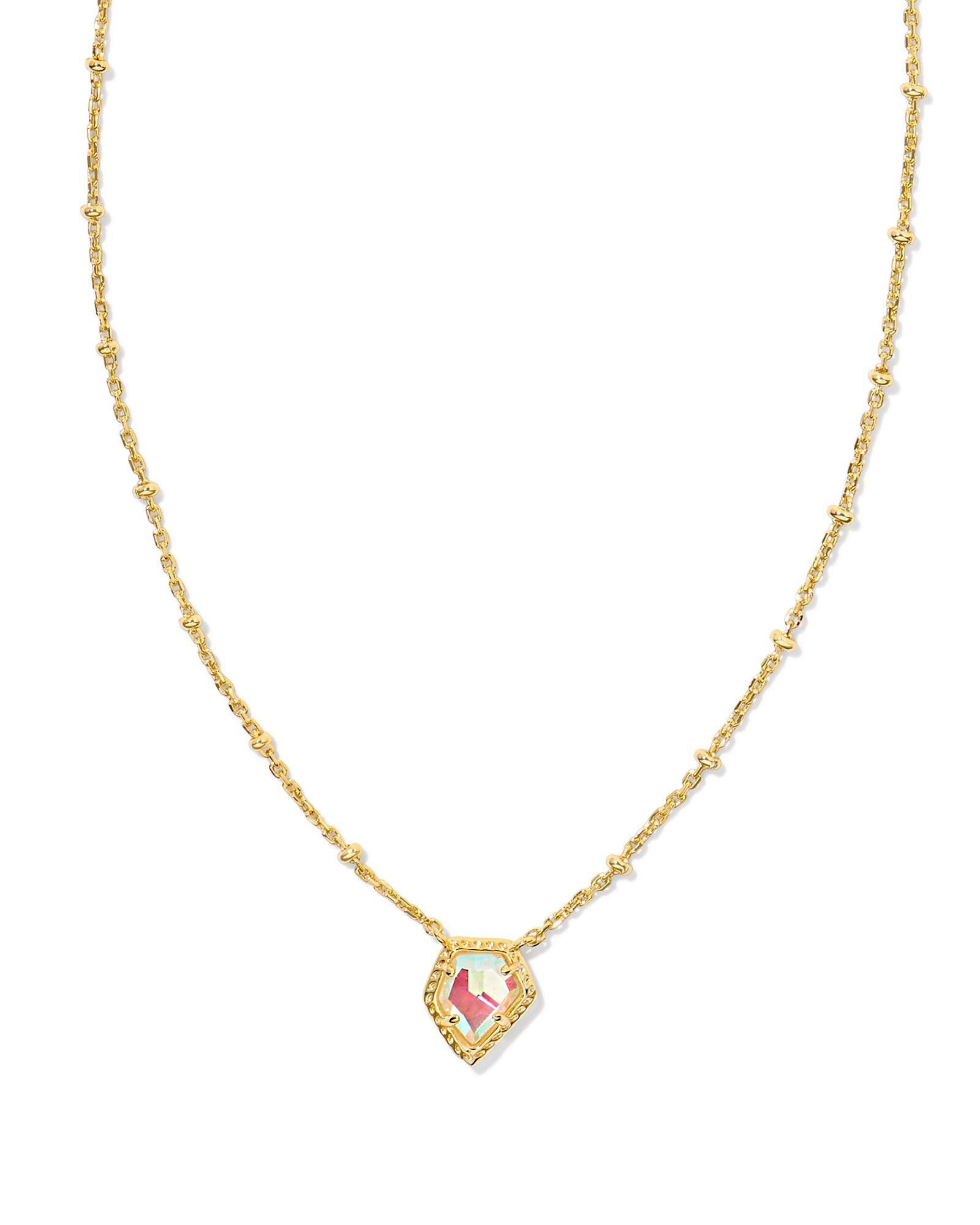 Kendra Scott Framed Tess Satellite Short Pendant Necklace Gold Dichroic Glass-Necklaces-Kendra Scott-CR 07/31/24, FD 07/31/24, N00453GLD-The Twisted Chandelier