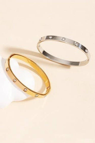 18K Non-Tarnish Waterproof Stainless Steel Bangle-Bracelet-JOSSLYN by wall to wall-40B5153-The Twisted Chandelier