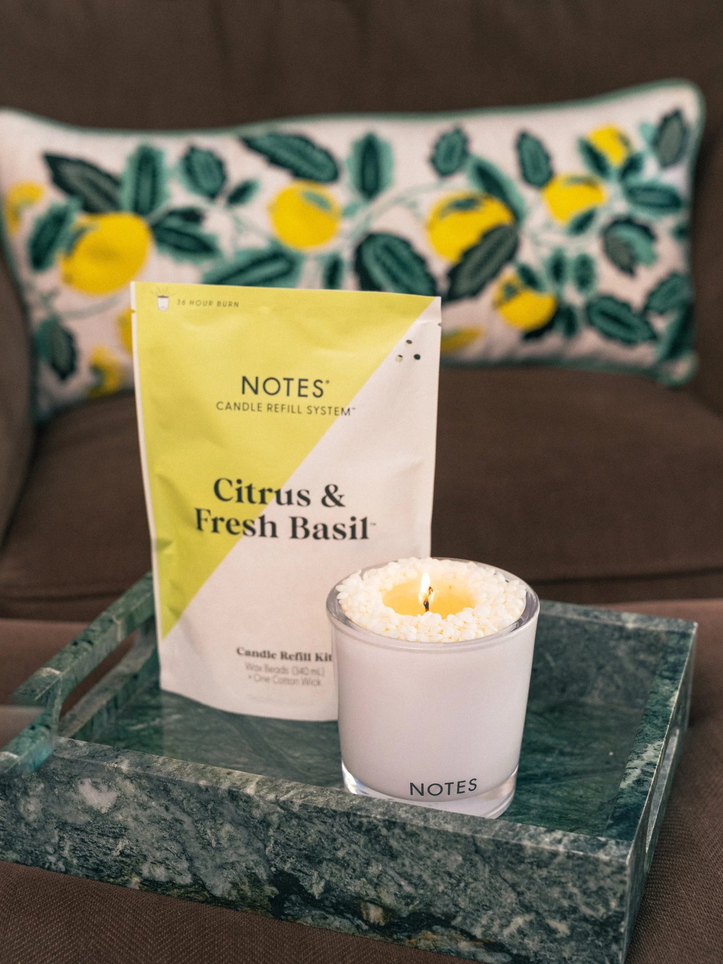 NOTES® Sustainable Candle Refill Kit - Citrus & Fresh Basil-Candles-Notes Candles--The Twisted Chandelier