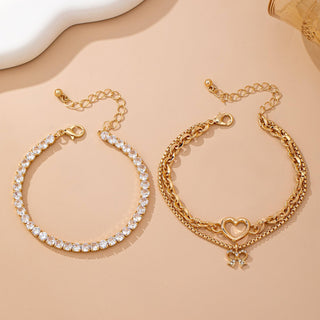 Multi-Layer Rhinestone Heart Chain Bracelet-JOSSLYN by wall to wall-80B1661-The Twisted Chandelier