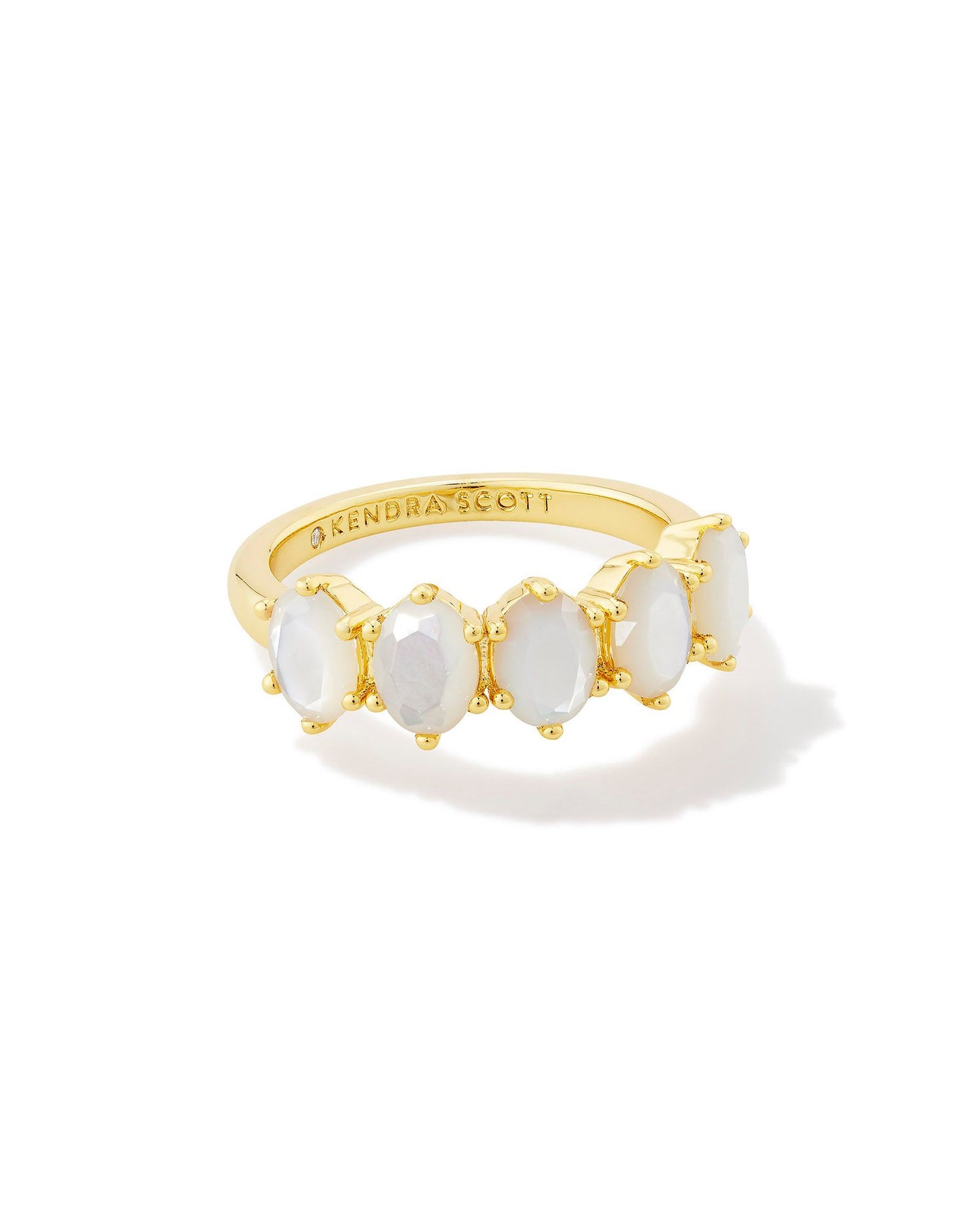 Kendra Scott Cailin Crystal Band Ring Gold Ivory Mother of Pearl Size 6-Rings-Kendra Scott-R1313GLD-The Twisted Chandelier