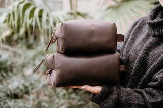 Personalized Leather Dopp Kit & Toiletry Bag, Customized Groomsmen Gift Toiletry Bag, Monogrammed Mens Toiletry Bag, Gift for Him-Luxe Range Leather-Dark Brown - XLarge-No Personalization-The Twisted Chandelier