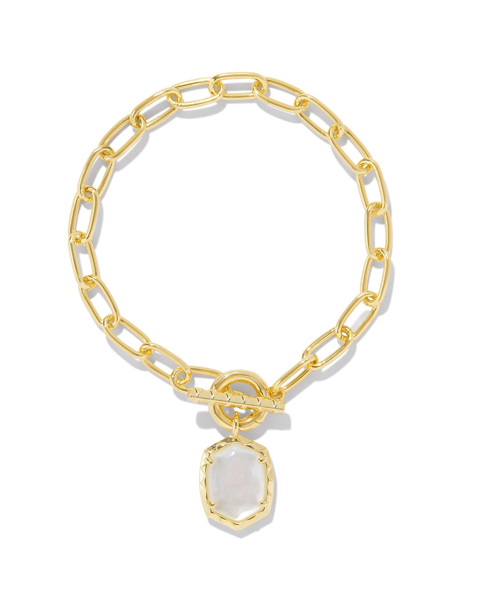 Kendra Scott Daphne Link and Chain Bracelet Gold Ivory Mother of Pearl S/M-Bracelets-Kendra Scott-B00161GLD-The Twisted Chandelier