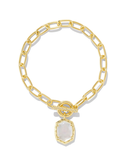 Kendra Scott Daphne Link and Chain Bracelet Gold Ivory Mother of Pearl S/M-Bracelets-Kendra Scott-B00161GLD-The Twisted Chandelier