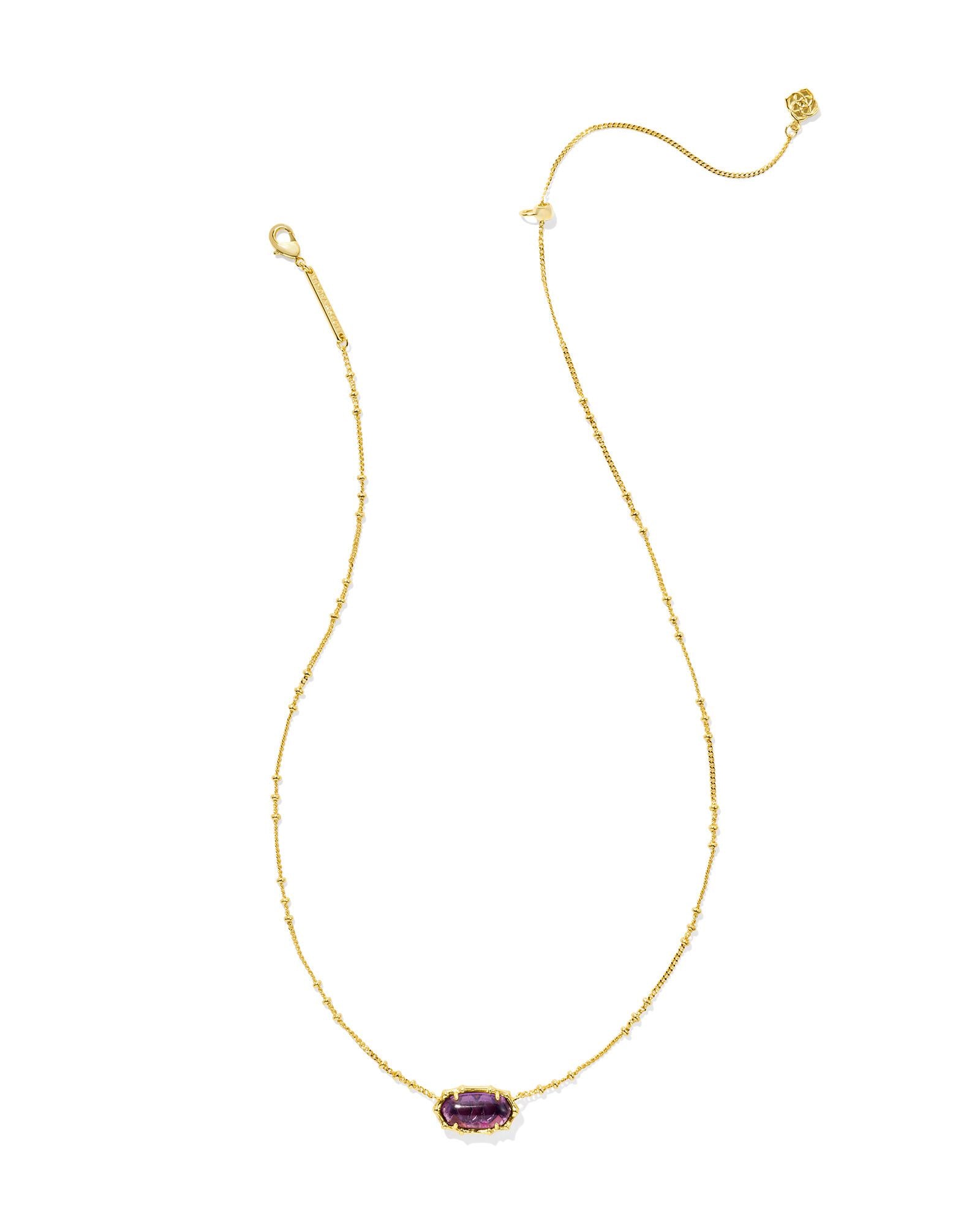 Kendra Scott Elisa Bamboo Frame Short Pendant Necklace Gold Dark Purple Amethyst-Necklaces-Kendra Scott-CR 09/05/24, FD 09/10/24, N00727GLD-The Twisted Chandelier