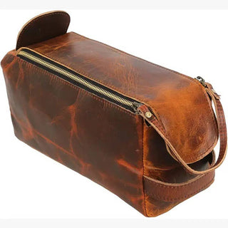 Handmade Vintage Leather Toiletry Bag – Dark Brown-Bag-Immart Global LLC-Brandable,Men's-The Twisted Chandelier